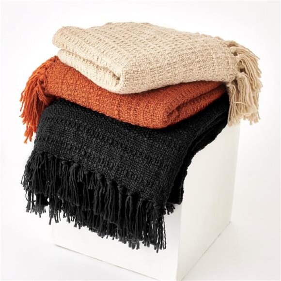 HOME Chunky Black Knitted Throw Blanket for Couch, Chair, Sofa, or Bed - Picture 11 of 16